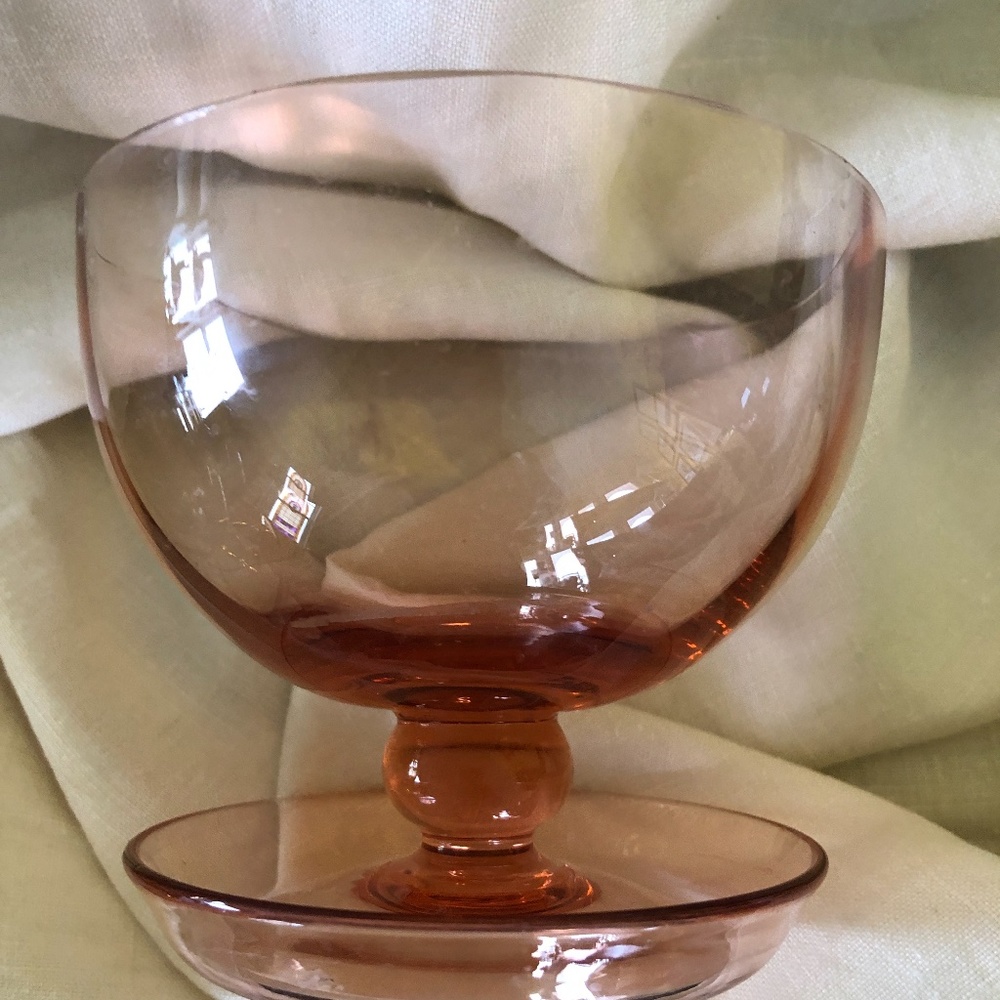 Vintage Inspired Rose Color Glass Dessert Compote